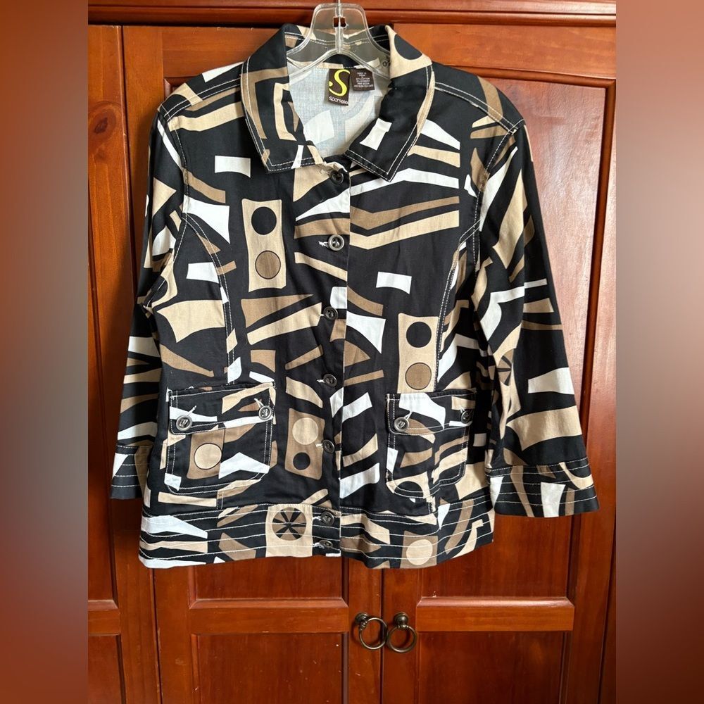 Sportelle Black and Tan Patterned Jacket #1407